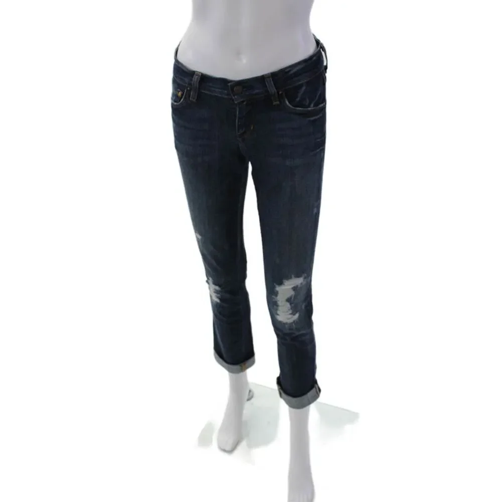 C of H Los Angeles Womens Cuffed Ava Low Rise Straight Leg Jeans Blue Size 25